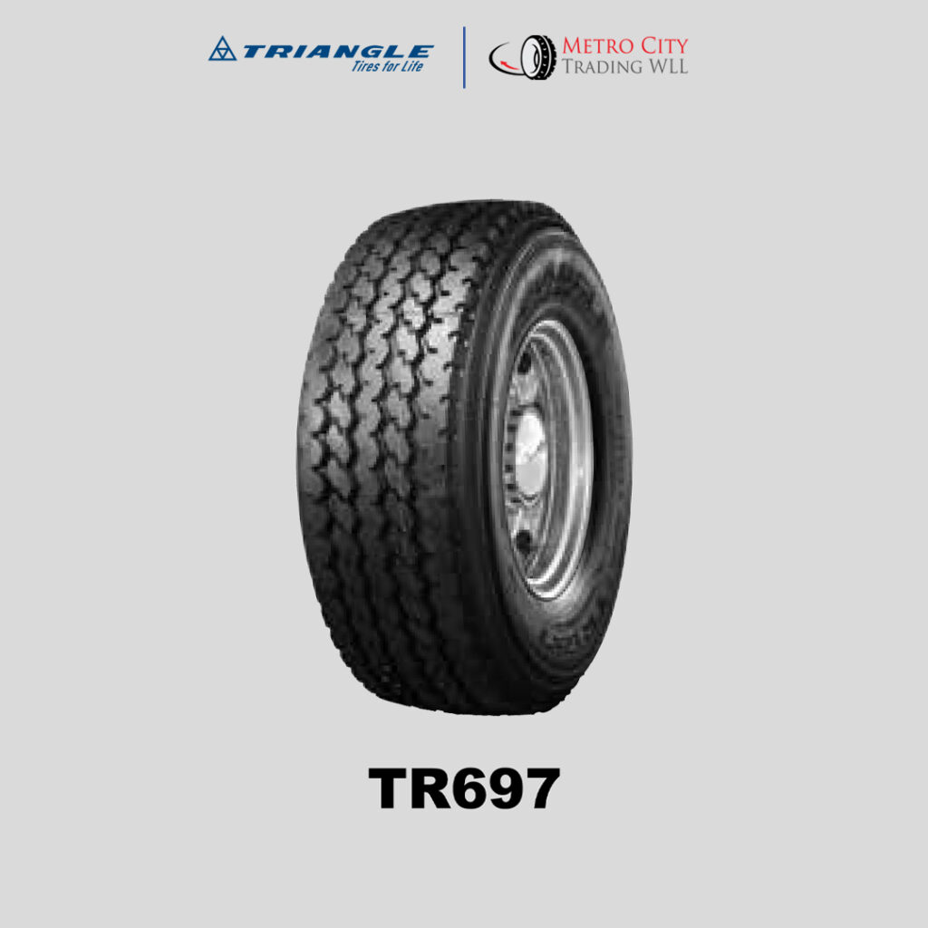 Triangle TR697 truck tyre, premium wide base tyre with heavy ply construction.