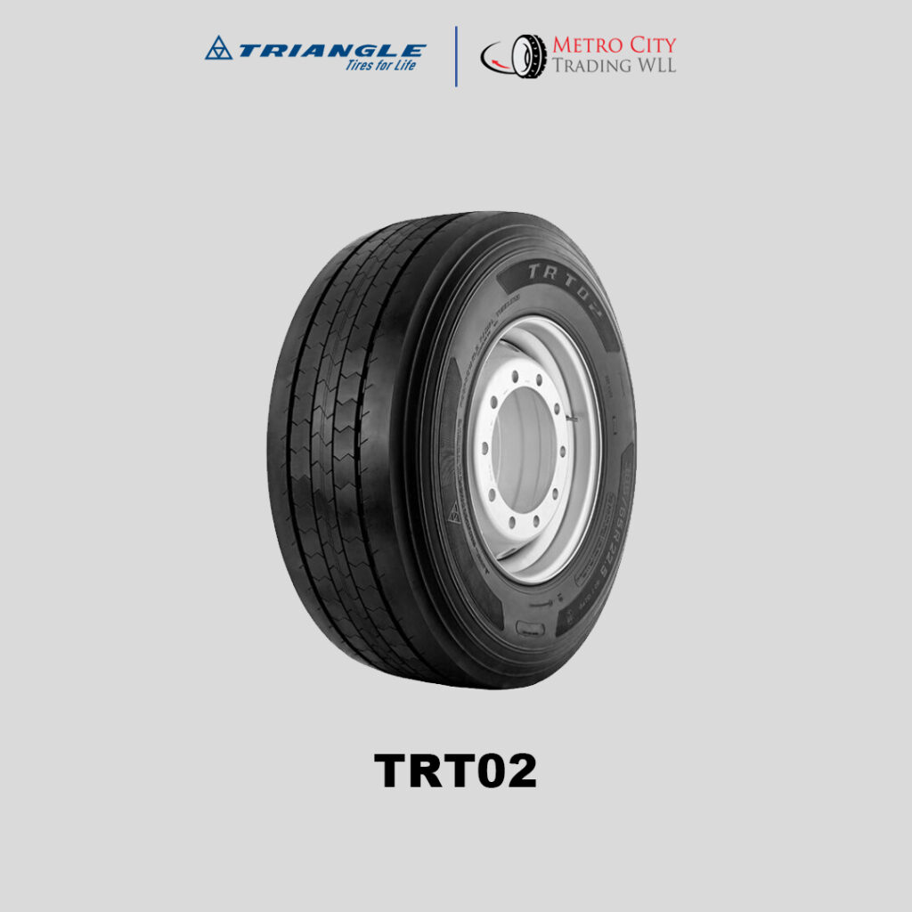 Triangle Tire's premium fuel efficient trailer TRT02 tyre for long haul trucks - new and special compounds reduce rolling friction, ensuring long mileage.