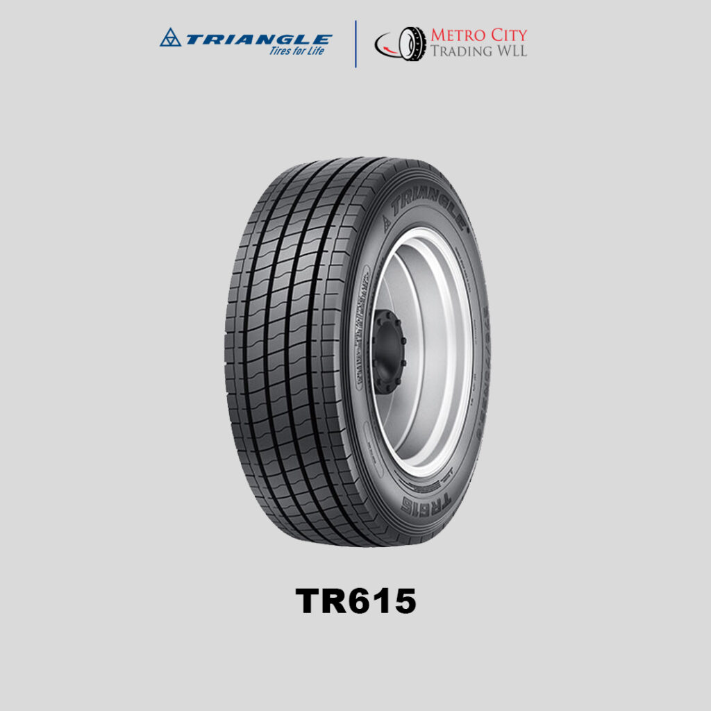 Triangle TR615 commercial bus tyre is optimised for city bus on city roads. High service mileage tyre.
