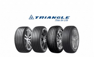 Triangle Tires equipped on a car driving confidently on Qatar’s city and desert roads, showcasing durability and performance.